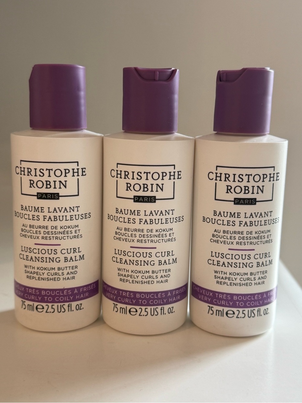 3x Christophe Robin Luscious Curl Cleaning Balm 75ml Each